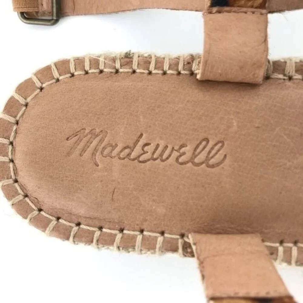 Madewell The Malia Espadrille Sandal in Leopard Calf Hair Size 9 NWOT